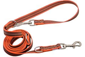HERM SPRENGER Gummierte Leine, 3-Fach verstellbar - neon orange, 230 cm (2,3 m)