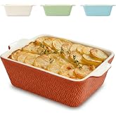 Praknu Small Ceramic Dish &ndash; Non-Stick and Anti-Scratch Ceramic Oven Tray &ndash; Ceramic Oven Dish with Extra High Rim &ndash; Rectangula