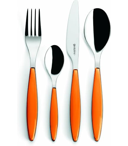 Guzzini POP Set De 24 Couverts Terre Cuite - Service 6 Personnes Coloré Et Joyeux