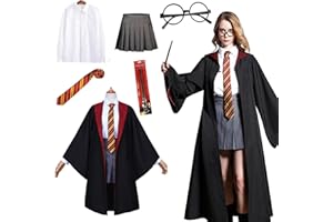 FARYODI Magier Robe - 6 pcs Cosplay Set,Gryffindor Uniform,Slytherin Umhang,Zaubererrobe für Erwachsene,cosplay Magische Party Karneval Verkleidung Fasching Halloween Kostüm
