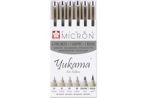 Yukama Sakura Pigma Art Edition zestaw 6 sztuk, 4 cienkopisy pigmentowe + 1 pędzel do pigmentu + 1 pigma Graphic #1