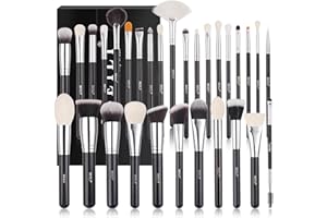 Pinceles de maquillaje, BEILI Juegos de pinceles de maquillaje 30 piezas Cabello natural profesional Premium Kabuki sintético Base Resaltador Sombras de ojos Kits de pinceles de maquillaje (Negro)