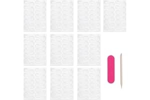 MEUKCEZ 240 sztuk podkładek samoprzylepnych do sztucznych paznokci, 10 arkuszy przezroczystych, oddychających, super lepkich, dwustronnych naklejek (żel żelowy) do sztucznych paznokci, w zestawie zestaw do