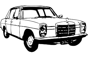 BLATTWERK-DESIGN Wandtattoo: Kultauto/Oldtimer, Strich-Acht, W 114 W 115, Auto, Tuning, Accessoire // Farb- und Größenwahl (Rot - 1120 mm x 600 mm)