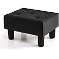 BRIAN & DANY Small Foot Stool, Velvet Footstool with Legs, Footstools for Living Room, Ottoman Footrest Extra Seating for Entryway, Black