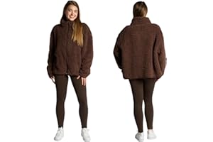 OHS Full-Zip Teddy Fleece Jacket, Outdoor Clothing for Women Men Winter Warm Clothes - S/M, L/XL