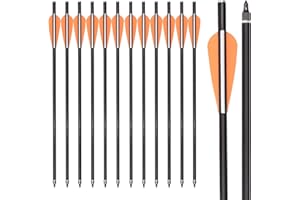 ELONG OUTDOOR 12x Crossbow Bolts Arrows 14/16inch Fiberglass shaft Archery Target Arrow with Flat Nocks Replaced Tips for Hunting Shooting Targeting