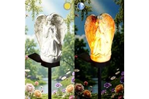 YZYOE Solarbetrieben weiße Engel Lichter, Garten dekoratives Harz niedliche Bodenluchten, drahtlose Dämmerung zu Dämmerung LED-Lichter wasserdicht.