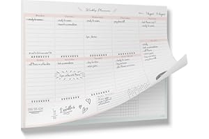 Peachly Desktop Weekly Planner Notepad | 60 Undated Tear-Off Pages | Schedule Daily To-Do Lists | Increase Your Productivity In Less Than 5 Minutes A Week | Achieve Your Goals | Peach and Mint Fern
