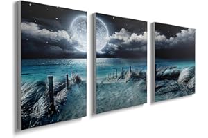 PRINFANTASY Canvas Wall Art for Living Room Blue Beach Sea Nature Landscape Modern Artwork Bathroom Pictures Bedroom Wall Decor Family Prints Paintings Wall Decoration Hallway Office Home Decor, YH1204