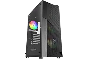 ‎OVERSTEEL Oversteel - Kyanite Gaming PC Gehäuse kompatibel mit ATX, Micro ATX und ITX Boards, 4 120mm A-RGB Lüfter, Mesh Front, Staubfilter, gehärtetes Seitenglas, USB 3.0, Schwarz