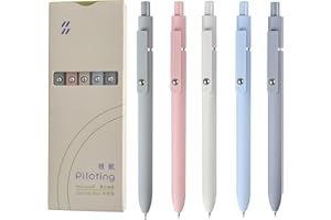 MengRan Piloting - Set di penne a inchiostro gel, punta fine da 0,5 mm, inchiostro ad asciugatura rapida, graziose penne fantasiose, regalo per donne (5 pezzi, inchiostro nero Morandi)