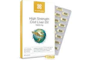 Healthspan Cod Liver Oil 1,000mg | Rich in Omega 3 Fatty Acids DHA & EPA | Brain, Eyes & Heart Health | Vitamin A & D3 | Vision, Bones, Teeth & Immune | Sustainably Sourced (120 Capsules)