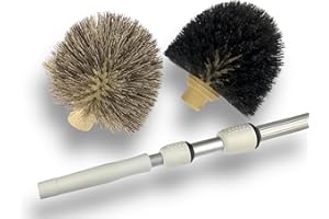 Tête de Loup Balai télescopique 5,50 m avec 2 brosses Ø 180 mm | Vinyle fleuré Poils Doux | PP créole Poils durs | Version Pro | Toiles d'araignées Moutons plafonds | Kibros 101648KITGM2