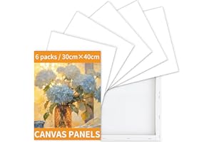 Ciusdkler 30 x 40cm Canvas for Painting, 6 Pcs Blank Canvas Panels, Acrylic Painting Canvas Board, Canvases for Oil, Watercolor Paint, Acrylic Pouring Painting