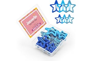 JASVERLIN Pinzas de estrella para niñas, 36 piezas de bonitos accesorios Kawaii, pinzas de metal para el pelo para mujeres niños, coloridas estéticas estrellas de purpurina (Azul)