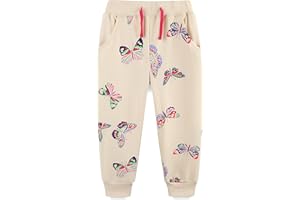 TCWWBB Girls Trousers Dinosaur Unicorn Cotton Sweatpants Toddler Jogging Drawstring Tracksuit Pants Kids Christmas Xmas Pink Sport Jogger Bottoms Age 1-7 Years