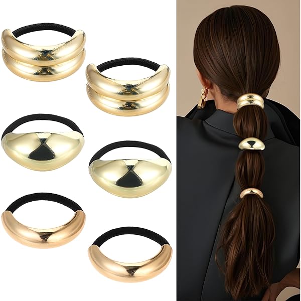 4 Stück Haarmanschetten Gold-Schwarz – Elastische Haarreifen Für Damen & Mädchen