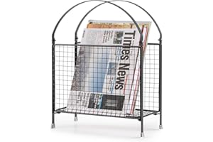 PUERSI Freistehende Zeitschriftenhalter – Modernes Handtaschen-Design, Metall-Magazinorganizer Für Bücher, Vinyl-Schallplatten, Zeitungen (Schwarz)