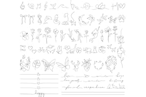 BETESSIN 3 Bögen Temporäre Tattoos 2 Wochen - Minimalistische Fake Tattoo mit One-Line-Art - Klebetattoos Erwachsene - Wasserfeste Fine-Line Tattoos zum Aufkleben für Männer & Frauen