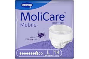Molicare Mobile 8 Gotas Talla L, Ropa Interior Absorbente para Mujeres y Hombres con Incontinencia Severa, Protección Contra Fugas, Respetuosa la Piel, Mejor Ajuste Corporal, 14 uds