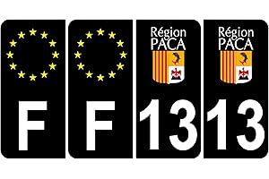 Supstick 4 Stickers Autocollants Plaques Immatriculation Auto Dept 13 Paca Noir Angles Arrondis