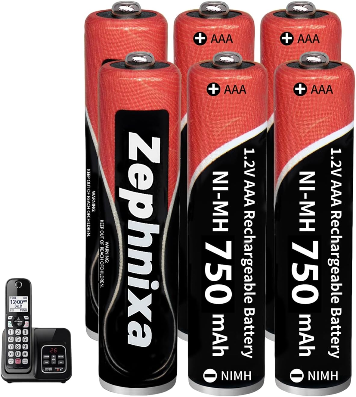 6 Pack 1.2V 750mAh Ni-MH AAA Rechargeable Batteries - Pre-Charged Low Self-Discharge AAA Battery for Panasonic, BT, Gigaset Cordless Phones | Remote Controls, Toys & More