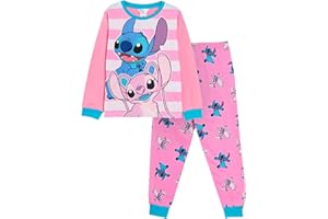 Disney Pyjama Lilo & Stitch pour Fille - Ensemble Pyjama Complet avec t-Shirt à Manches Longues + Pantalon de détente