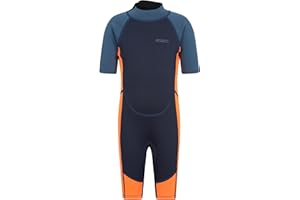 Mountain Warehouse Kids Shorty Wetsuit - 2.5mm Thickness, Flat Seams, Easy Glide Zip Children's Wetsuit, Neoprene, Adjustable Neck Closure - For Surfing, Swimming,
