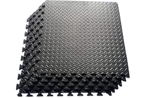 Wilsons Direct Black Interlocking Eva Foam Mats Tiles Gym Kids Play Garage Workshop Floor Mat