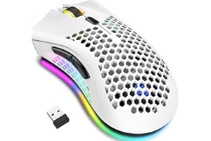 JYCSTE Bluetooth Gaming Maus, Light Honeycomb Maus mit RGB Hintergrundbeleuchtung, einstellbare DPI, Bluetooth 2.4G Wireless Rechargeable Ergonomic Optical Sensor Mouse (Dual Mode-White)