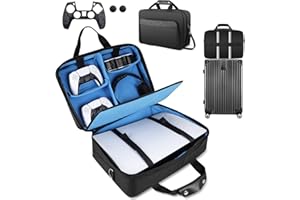 TECTINTER Sac PS5 Sac Transport PS5 étui PS5, Compatible avec PS5/PS4/PS4 Pro/PS4 Slim Console,Grandes manettes PS5/PS4,Cartes de Jeu,HDMI,Cadeau pour Gamer