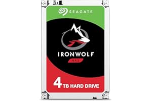 Seagate IronWolf, 4TB, NAS, Disco duro interno, HDD, CMR 3,5" SATA 6GB/s, 5900 RPM, caché de 64 MB para almacenamiento conectado a red RAID, y 3 años Rescue Services (ST4000VN008)