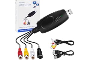 TCNEWCL Convertitore di file digitalizzato USB 2.0 Audio/Video, Scheda di acquisizione video Hi8 VHS a DVD, Grabber Video Capture per Windows 10/8/7/XP/Mac OS