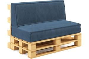 ‎CHILLY PILLEY chilly pilley® Palettenkissen Palettenauflagen aus Cord für EU-Paletten - Abnehmbarer Bezug - Sitzkissen - Rückenlehnenkissen viele Farben (2er Set, Marineblau)