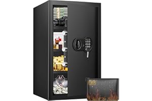 JVTISF 78L großer Safe, Haushaltssafe, digitaler Safe mit feuerfester Tasche, herausnehmbaren Einlegeböden und Alarmsystem, Safes für zu Hause zur Aufbewahrung von Geld, Dokumenten und Medikamenten