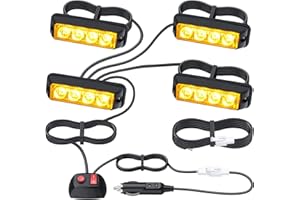 EYPINS Feux de Pénétration 4 LEDs 16W IP65-18 Modes Flash - Avertisseur d'Urgence ECE Homologué pour Remorque Caravane Van Camion