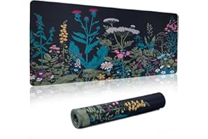 Wisebom Podkładka na biurko, duża, gamingowa podkładka pod mysz, 900 x 400 mm, XXL, z motywem – poprawia precyzję i prędkość, komfort antypoślizgowy, mata stołowa pod mysz, klawiaturę (kwiat)