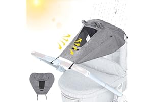 YISKY Kinderwagen Sonnenblende, Sonnendach Sonnenschutz, Universal Kinderwagen Sonnensegel, Wasserdichtes Sonnenverdeck, Double Layer Fabric, UV Schutz 50+, mit Extra Breite Schattenflügel (M2)