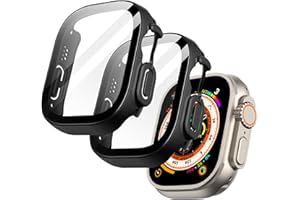 JETech Etui z Ochraniacz Ekranu dla Apple Watch Ultra 3/2/1 49mm, Ogólnie Ochrona Case, Wbudowana Folia Szkło Hartowane Film Wysoka Czułość, 2 Sztuki (Czarny)