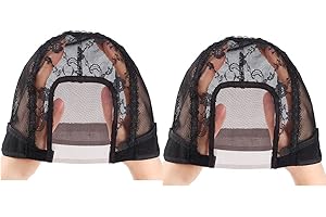 EXOTIC MYTH 2 gorras de peluca de encaje con parte en U para hacer pelucas, gorra de malla de cúpula de encaje suizo, gorra de tejido de encaje suizo, pelucas ventiladas, material de fabricación de redecilla (L,