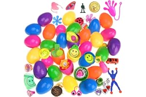 HOWAF 30 Plastique Surprise Oeufs de pâques à pré-remplis de Jouets, 6 cm, pour paniers de Pâques, Chasse aux Oeufs de Pâques, Enfant Cadeaux de fête de Pâques, Fournitures de Prix dans la Classe