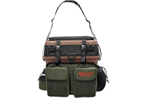 ‎ARAPAIMA FISHING EQUIPMENT Sitzkiepe Angelbox Rucksack mit 4 Tackleboxen - Gerätekasten mit Sitzpolster, Rucksackfunktion & Stauraum für Angelzubehör - Braun/Grün