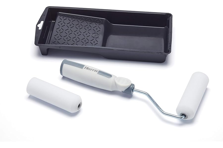 Harris Seriously Good Woodwork Mini Roller Set 4in, Tray, Roller Frame, Gloss Roller Sleeves