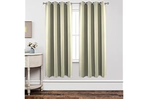 Joydeco Tende Oscuranti per Interni 2 Pezzi L 140 x A 175, Tende Termiche con Occhielli Beige Chiaro per Soggiorno Moderne, Cameretta Bambini, Camera