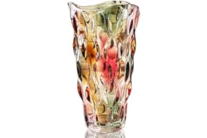 TEMPFOO Glass Vase for Flowers, Large Tall Crystal Coloured Flower Vases for Decorations, Modern Personalised Ornaments for Living Room Dining Bedroom Home Decor Accessories Christmas Birthday Gifts for Women