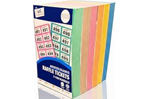 ZEBTON Raffle Tickets Books 1-1000 2 Pack, Cloakroom Tickets Lucky Draw Tombola Draw Prize Draw and Charity Events Assorted Colors (2)