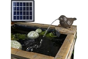 Storm's Gartenzaubereien Wasserspeier Spatz inkl.Solar- Pumpe Gusseisen Teichdeko