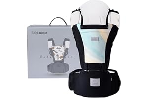 Bebear Nosidełko,Bebamour Nosidełko 0-36 Miesięcy Oddychający Nosidełko Nosidełko Plecak dla Noworodka i Malucha Zatwierdzone Standardy Bezpieczeństwa Ergonomiczne Fotelik Biodrowy 6 w 1(Black)