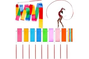 HaploS Ruban Danse, 10 Pièces Ruban de Gymnastique Rythmique, 2m Ruban Gymnastique Enfant, pour Danse, Gym, GRS, Cirque, Entraînements au Sol, Compétition, Accessoires de Ballerine, Aerobik